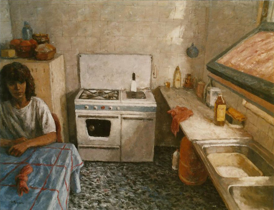 LA CUINA/LA COCINA/THE KITCHEN.  1989.  Oli sobre tela/Óleo sobre tela/Oil on canvas.  114x146 cm.