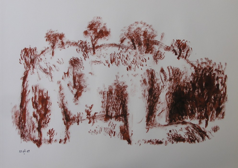 PAISATGE-FIGURA/PAISAJE-FIGURA/LANDSCAPE-FIGURE.  Tinta sobre paper/Tinta sobre papel/Ink on paper.  29x40 cm.
