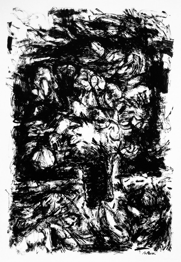 GERRO AMB FLORS/JARRÓN CON FLORES/VASE WITH FLOWERS.  Tinta sobre paper/Tinta sobre papel/Ink on paper.  100x70 cm.